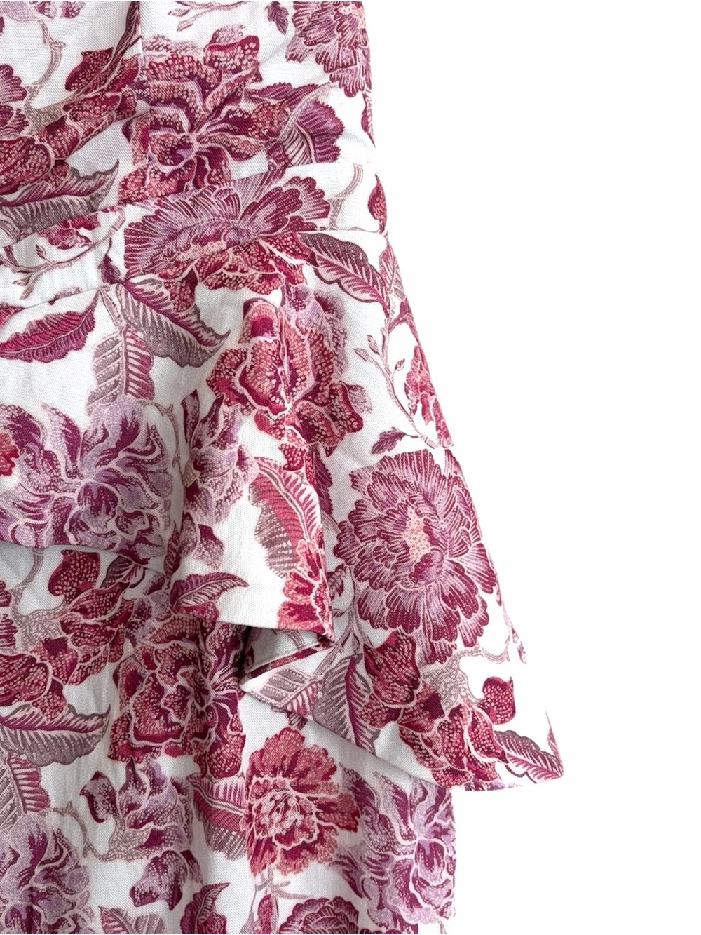 Hyacinth House Red White Floral Roxanne Midi Peplum Strapless Dress Large - Picture 3 of 5